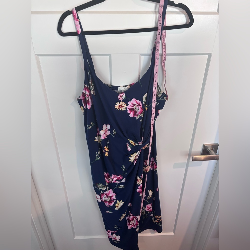 Nine Britton Navy Floral Midi Dress 1X – Knot Front Sleeveless Sundress - Picture 8 of 12